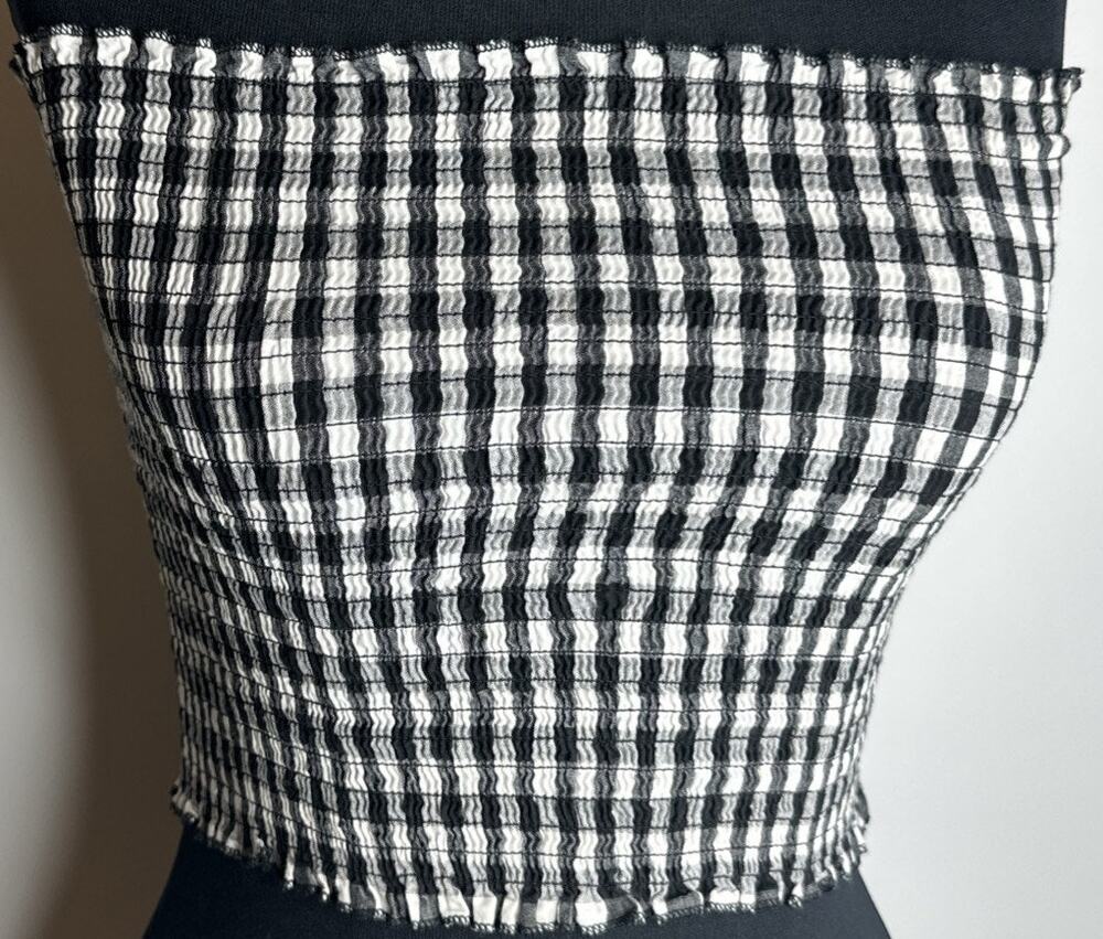 Brandy Melville John Galt Black White Smocked Tube Top Bandeau One Size